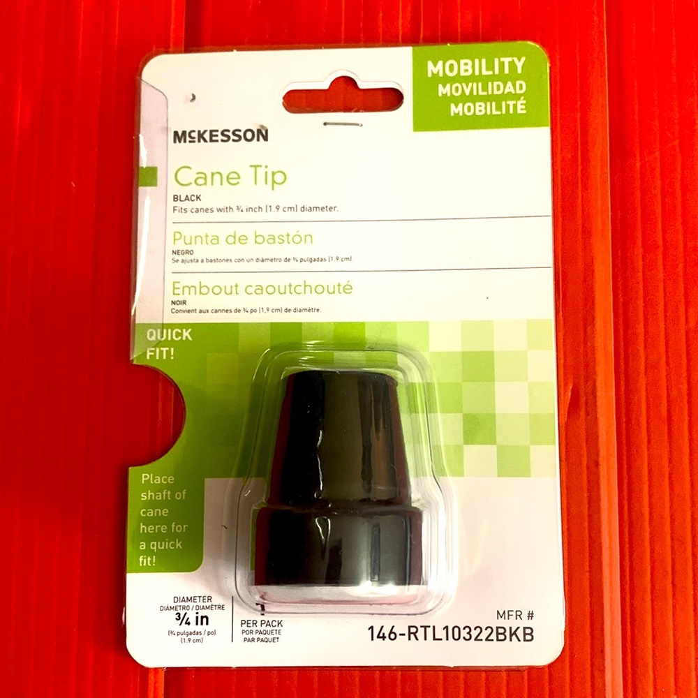 McKesson Cane Tip Black 3/4” Heavy Duty Anti Slip Replacement (1) Cane Tip